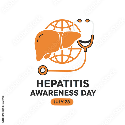 Hepatitis Prevention & Treatment Symbol: Stethoscope, Liver & Earth Globe