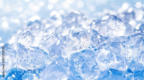 Close-up view of many ice cubes.