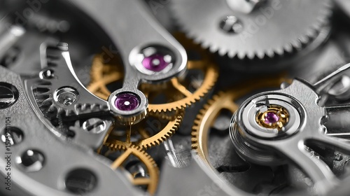 Wallpaper Mural Close-up of intricate watch gears and jewels, showcasing the detailed mechanics of a luxury timepiece. Torontodigital.ca