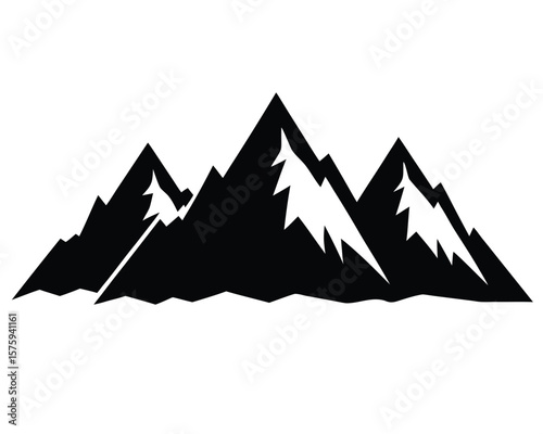 Majestic Mountain Peaks A Striking Black and White Illustration Ai Generated