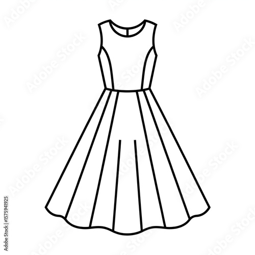 A line dress vector illustration coloring page design