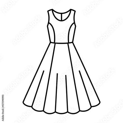 Beautiful line drawing of a line dress coloring page