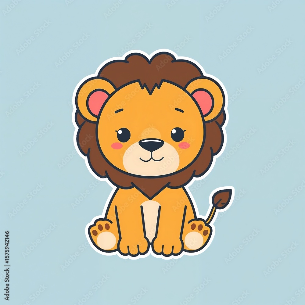 Obraz premium Adorable Cartoon Lion Cub Illustration Cute Animal Design