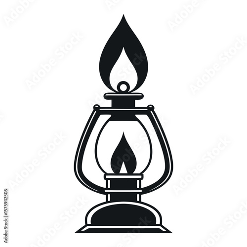 Vintage oil lamp silhouette