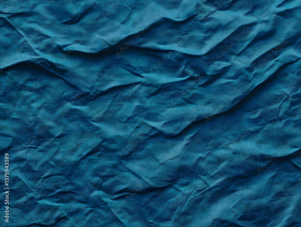 Fototapeta premium Deep Teal Crumpled Fabric Texture Background