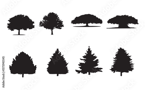 Tree Silhouettes – Natural Forest Tree Vector Set