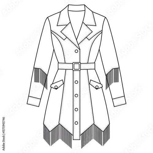 Suede dress line art coloring page design