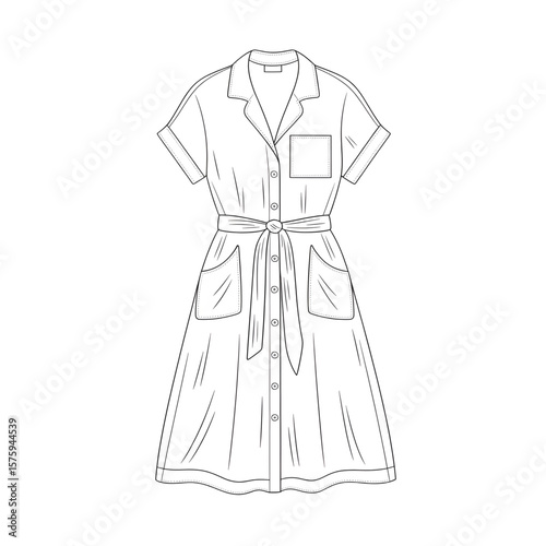 Illustration vector of a linen dress coloring page