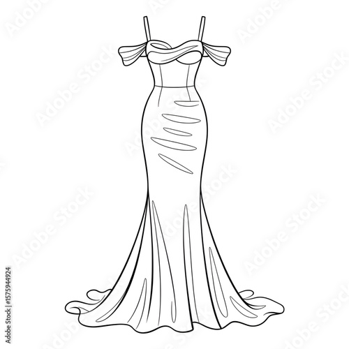 Satin dress line art coloring page