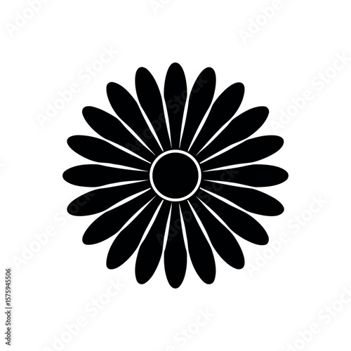 Elegant Black and White Daisy Flower Illustration Simple Floral Design