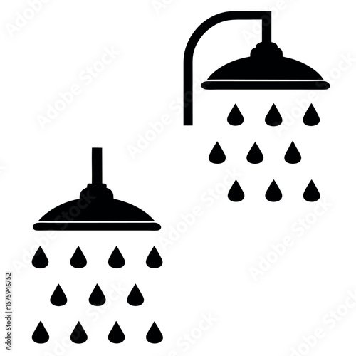 Shower head water droplets silhouette