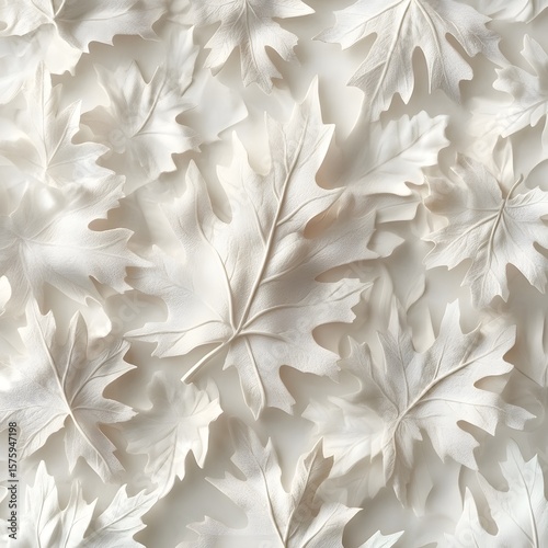 Elegant White Autumn Leaves Background Pattern