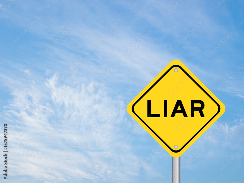 Yellow transportation sign with word liar on blue color sky background Yellow transportation sign with word liar on blue color sky background