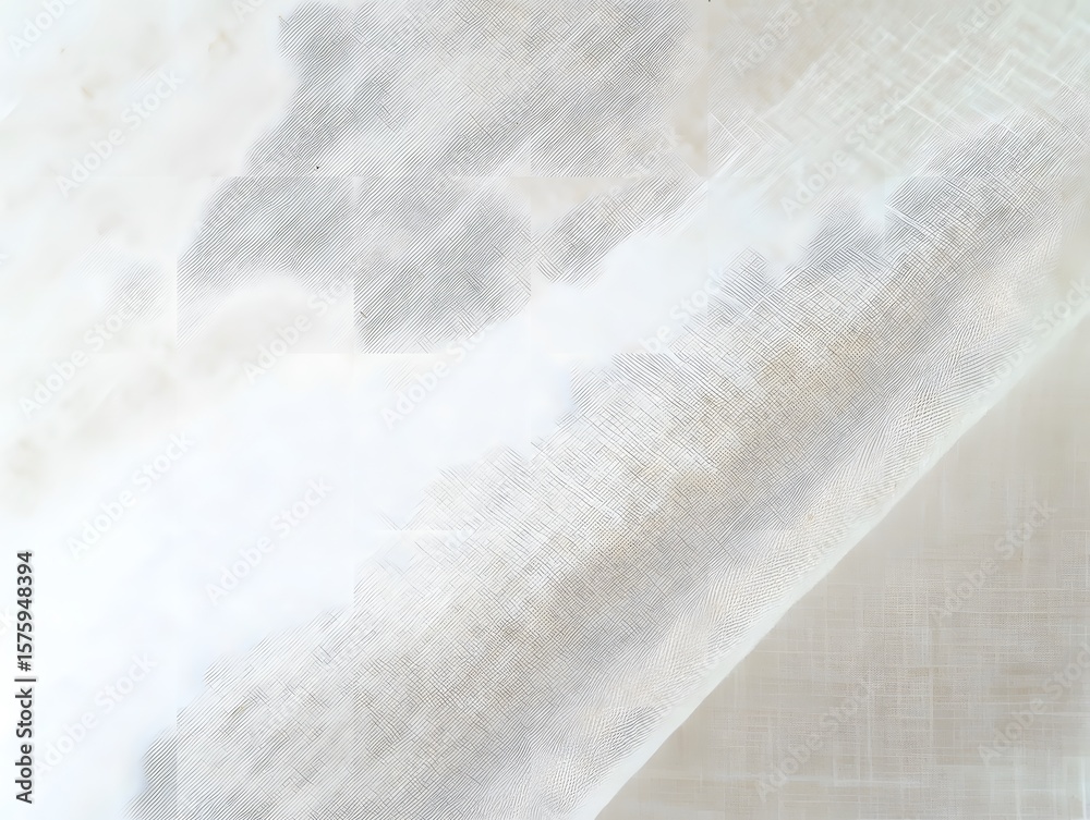 Obraz premium Cream Linen Fabric Texture Background, Soft Draped Cotton Textile, Natural Woven Cloth, White Detailed Textile Surface