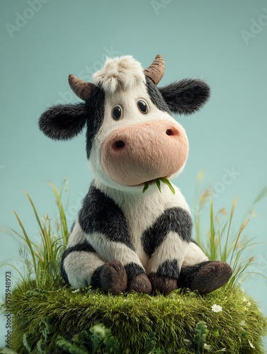Happy Cow Holstein Milk calf farm animals domestic cattle adult young Cartoon Vector Illustration