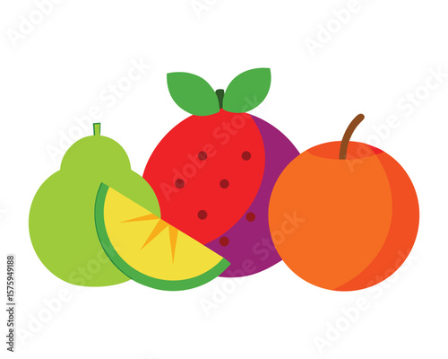 Vibrant Fruit Still Life Apples, Pears, and Exotic Fruits Ai Generated