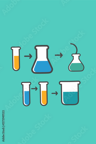 Illustration of the process of mixing chemical liquids 