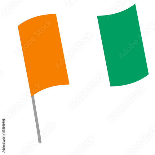 Ivory Coast national flag flutters with flagpole