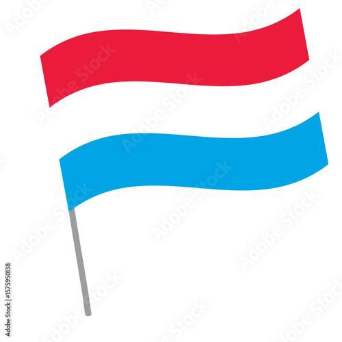 Luxembourg national flag flutters with flagpole