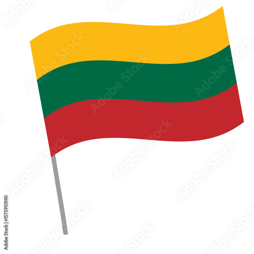 Lithuania national flag flutters with flagpole