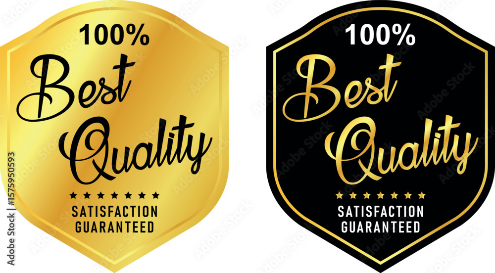 Obraz premium gold and black best quality badges with satisfaction guaranteed text in elegant script style 