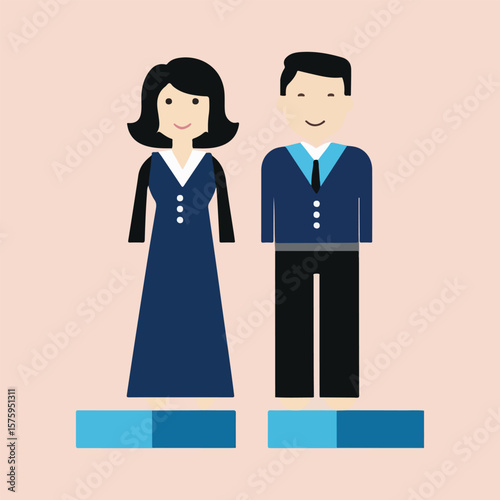 Solid color vector illustrations for International Equal Pay Day including equal pay signs, gender equality, salary charts, fair wage checklists, and social justice awareness symbols.