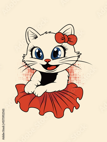 Vector illustration of a cat wearing a ballet skirt