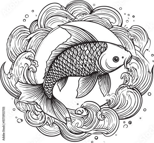 Koi Ascent: Majestic Fish Leaping Through Dynamic Waves