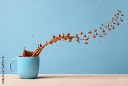 Coffee Birds Taking Flight: A Whimsical Mug Illustration