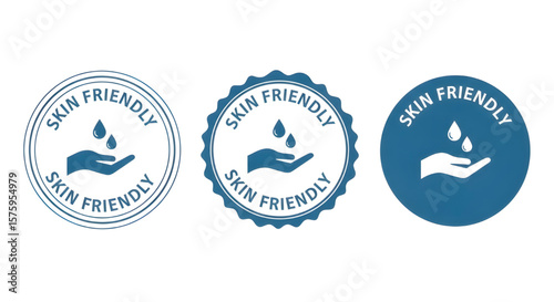 Skin Friendly Label Set | Three Designs with Hand and Water Drop for Cosmetic and Skincare Product Packaging