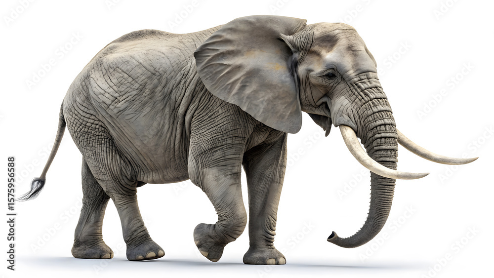 Fototapeta premium A towering African elephant strides confidently