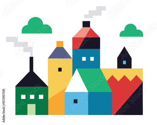 Vibrant Cityscape A Colorful Illustration of Urban Architecture Ai Generated