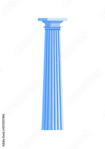 Icon of antique Greece column podium. Ornamented Roman pillar with Doric order of ancient Greek architecture. Old marble construction in Rome. Flat isolated vector illustration on white background