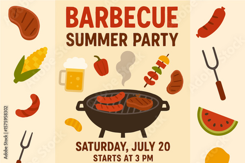 barbecue grill set vector illustration