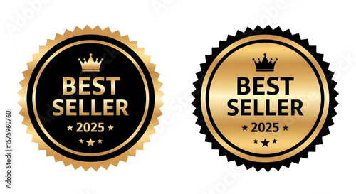 Best Seller 2025 Gold and Black Badge | Product Award Seal for Marketing, E-commerce, and Promotional Graphics