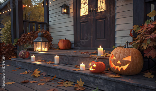 Halloween Decorations on Front Porch
