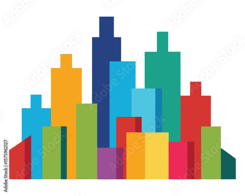 Vibrant Cityscape A Colorful Illustration of Urban Architecture Ai Generated