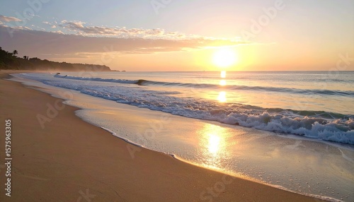 Wallpaper Mural Golden sunrise on a tropical beach Torontodigital.ca