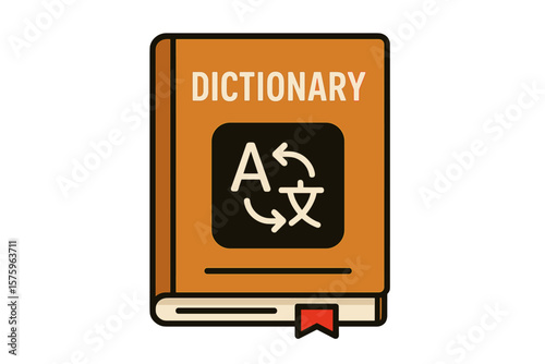 Dictionary book for language translation. Translate vocabulary icon. Symbol of learning, education, knowledge, literature. Reading an encyclopedia. E-book flat vector illustration.