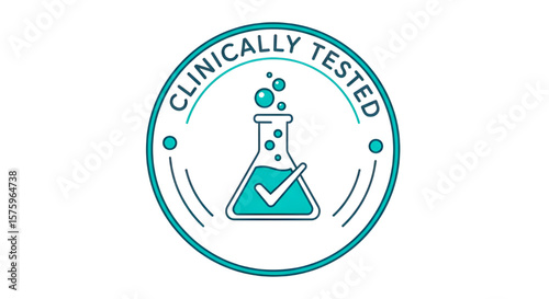 Clinically Tested Badge | Vector Seal with Test Tube for Medical and Scientific Product Marketing