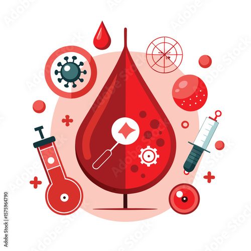 Blood Cancer Awareness Design with Ribbon and Supporting Elements Vector Illustration