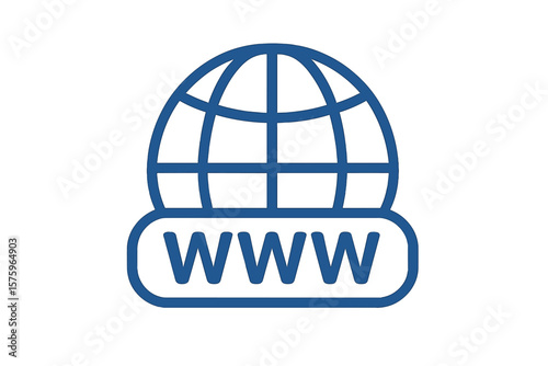 Internet www icon vector illustration, digital web symbol on transparent background, technology design element, internet connectivity, online network concept