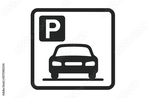 Car parking sign icon. Parking space symbol. Public park lot. Vehicle area traffic signpost. Automobile zone pictogram for web and app. Flat simple vector illustration.