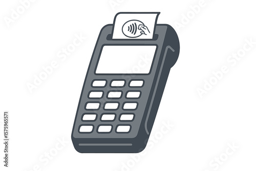 Contactless Payment Terminal POS Device. NFC Wireless Payment Icon. Modern Card Reader Machine. Electronic Transaction. Mobile Tap to Pay. Secure Digital Payment System. Vector Illustration