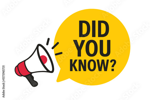 Did you know text in speech bubble with megaphone. Important information and interesting facts concept for business marketing, advertising, social media post, blog, or website banner.