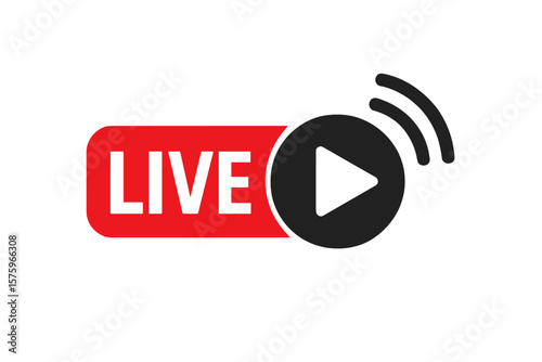 Live Streaming Icon. Online Broadcast Symbol. Play Button Vector. Live Video Stream Logo for TV, Sports, News, Radio, Media. Streaming Emblem. Internet Broadcast. Digital Media Template