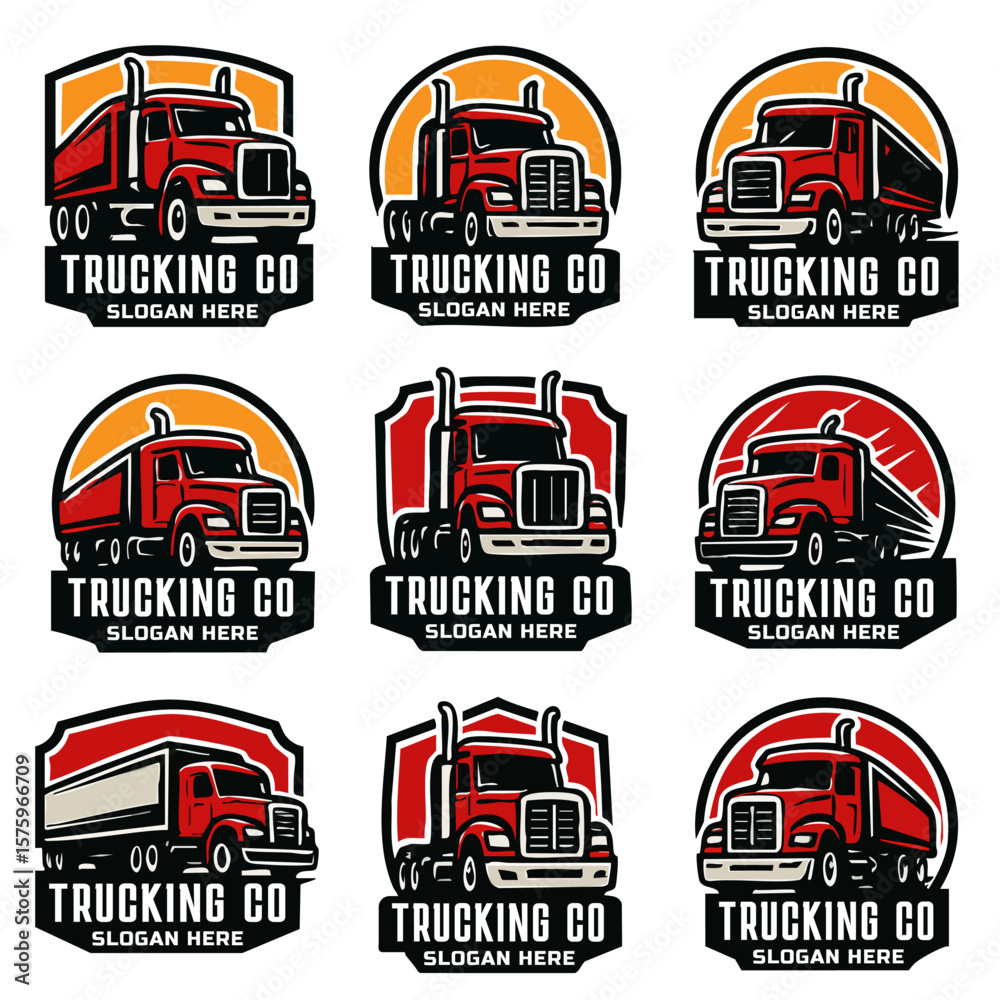 Obraz premium Set of bold truck and transport vehicle company emblems