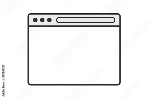 Minimalist Web Browser Window Interface. Blank UI Template. Simple Vector Browser Frame. Modern Internet Page Layout. Clean Design. Isolated Mockup. Editable Outline. Transparent Background.