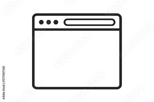 Minimalist Browser Window Interface Outline. Simple Web Page Frame Icon. Blank Internet Browser UI Template. Vector Illustration. Modern Website Mockup. User Interface Design Element