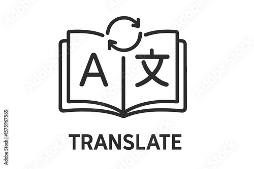 Translation vocabulary symbol vector illustration, language learning icon, bilingual communication concept, linguistic education, transparent background digital graphic